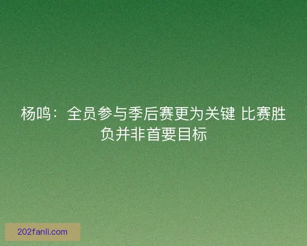 杨鸣：全员参与季后赛更为关键 比赛胜负并非首要目标