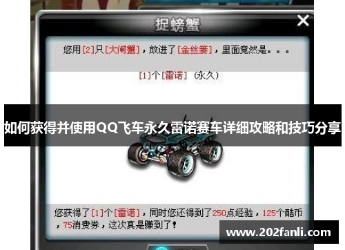 如何获得并使用QQ飞车永久雷诺赛车详细攻略和技巧分享