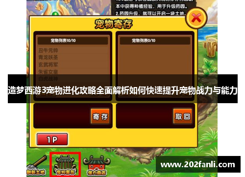 造梦西游3宠物进化攻略全面解析如何快速提升宠物战力与能力
